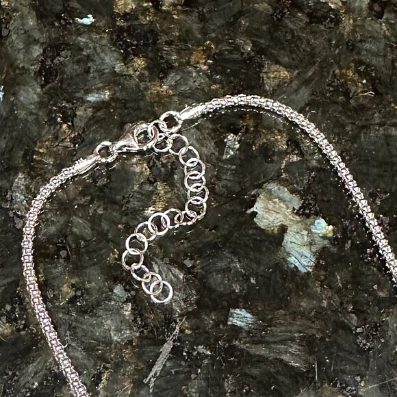 Lion 925 Sterling Silver Champagne Diamond & Sapphire Adjustable Necklace 18” - Picture 5 of 7